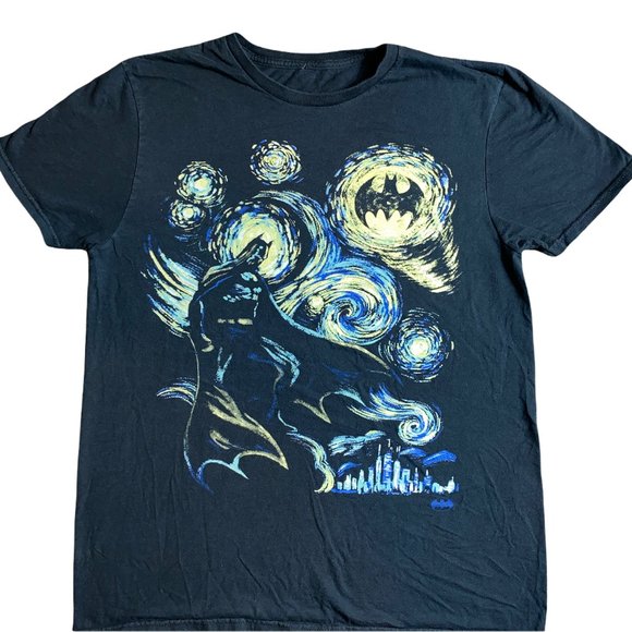 DC Comics Batman Van Gogh Starry Night Inspired T-shirt Shirt Size Medium - Picture 1 of 4